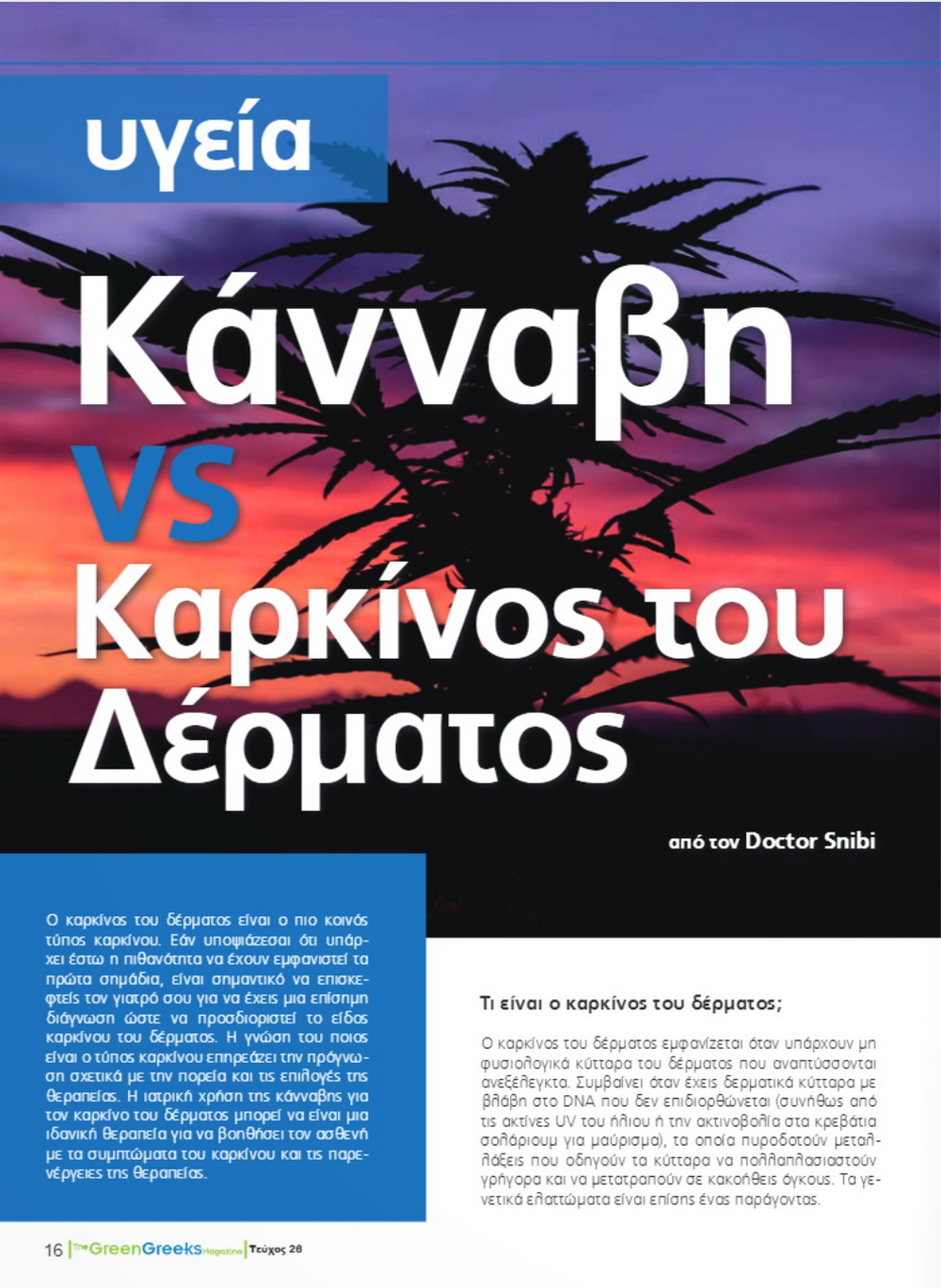 Κάνναβη vs Καρκίνος του Δέρματος